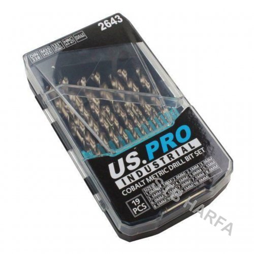 US PRO INDUSTRIAL 19 ks sada metrických vrtáků 