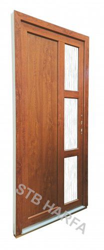 Vchodové dveře 95x205 zlatý dub  VD2 - trojsklo